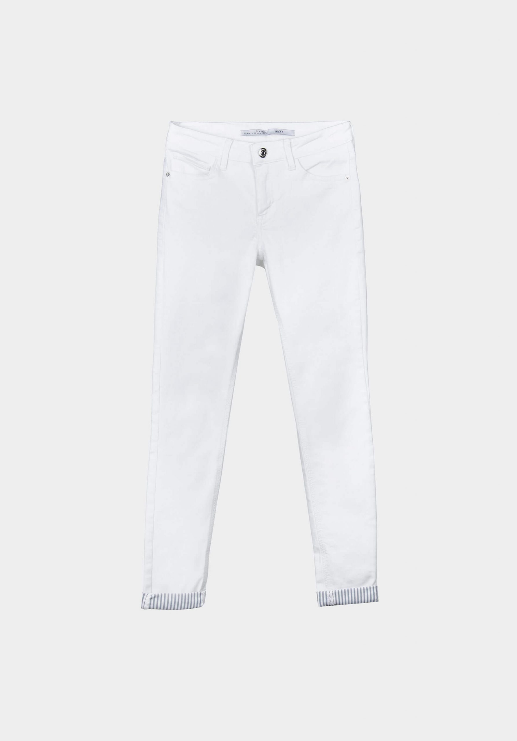 Calças nicky brancas cintura média para mulher da Tiffosi