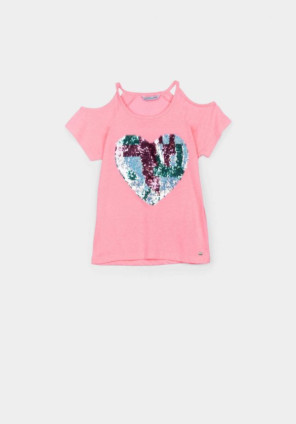 T-shirt rosa c/ coração para menina da Tiffosi