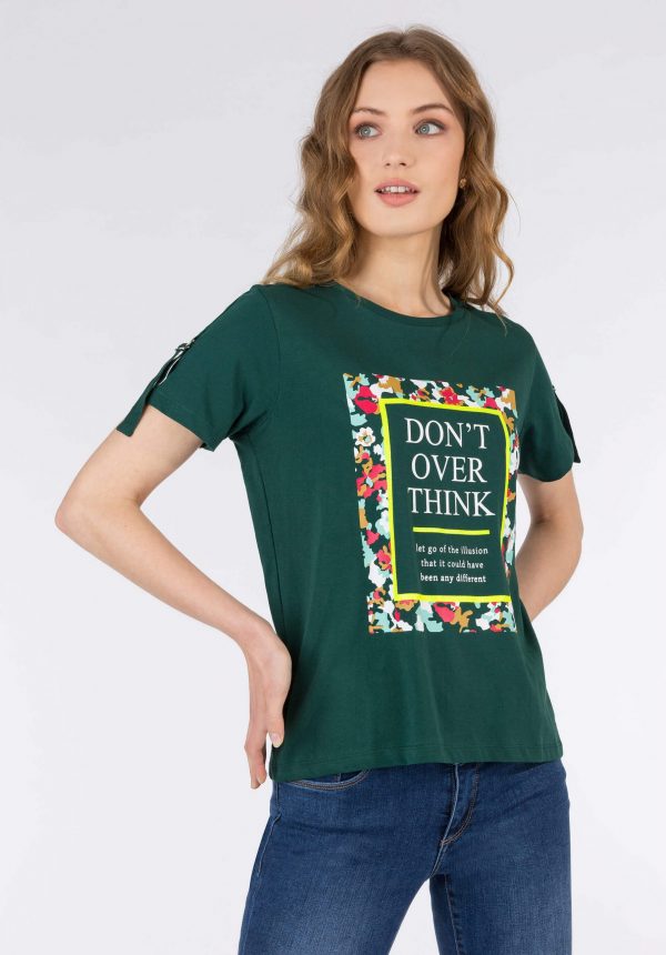 T-shirt verde c/ fivela na manga para mulher da Tiffosi