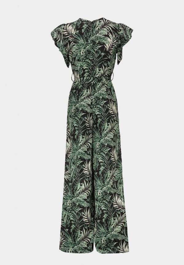 Jumpsuit verde c/ print folhas para mulher da Tiffosi