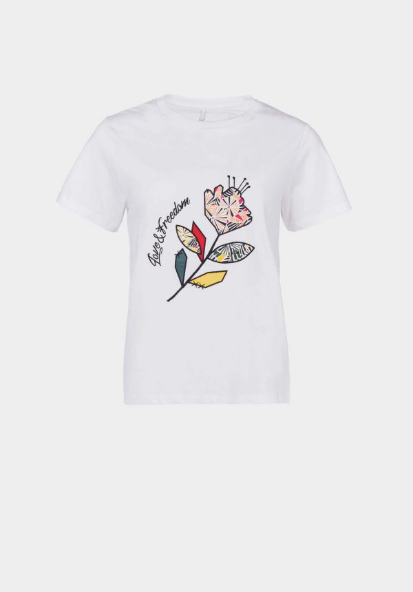 T-shirt branca c/ flor para mulher da Tiffosi