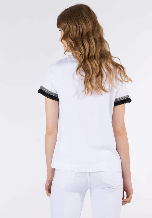 T-shirt branca c/ franjas para mulher da Tiffosi