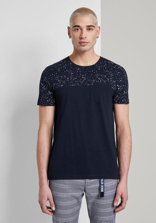 T-shirt azul com cabeção para homem da Tom Tailor