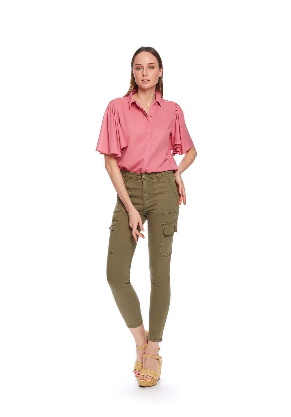 Túnica rosa com manga morcego para mulher da Md`m