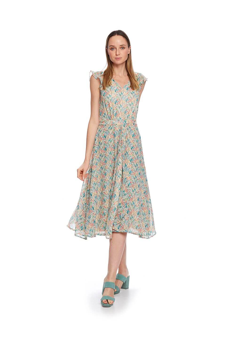Vestido midi print floral para mulher da Md `m