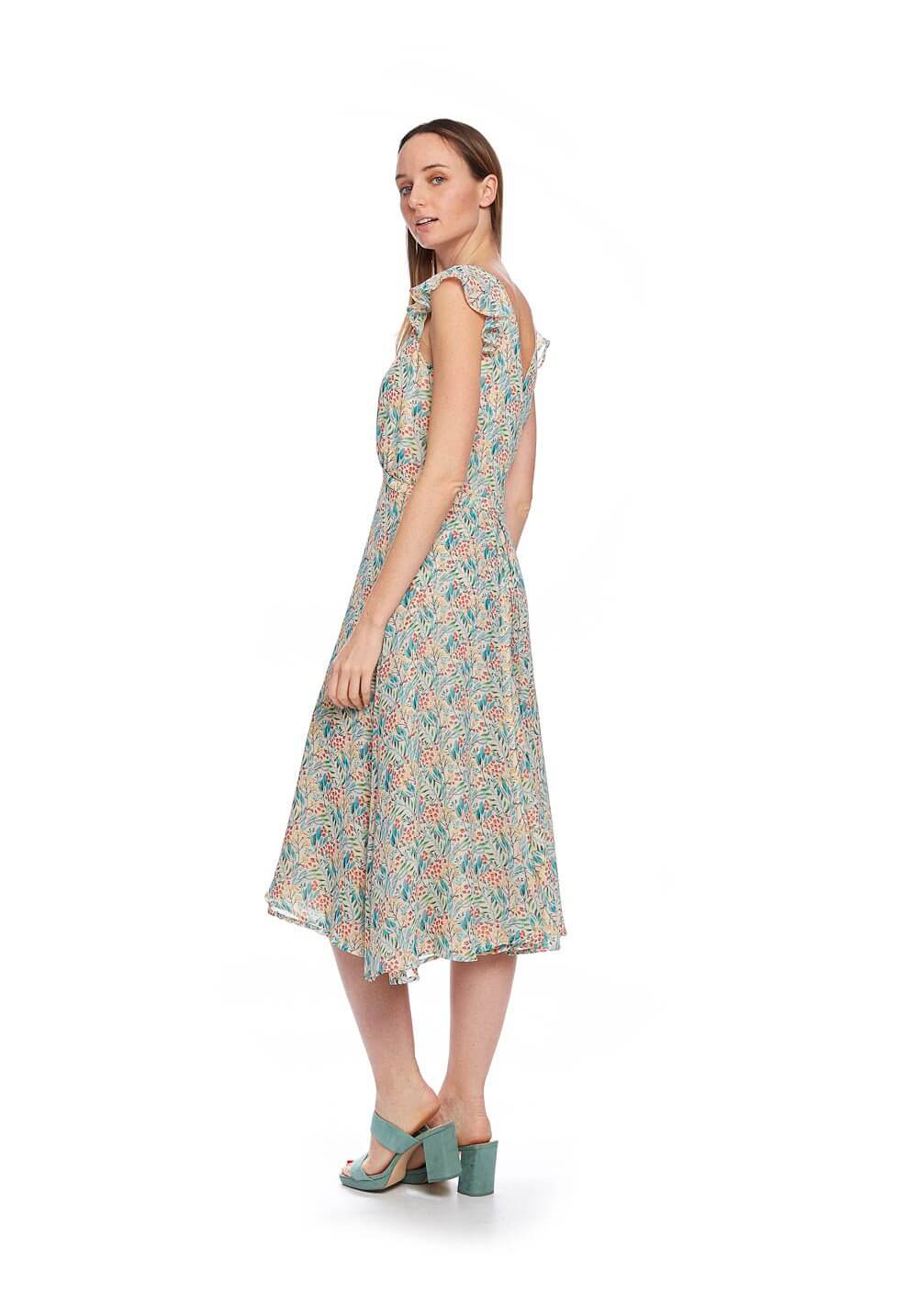 Vestido midi print floral para mulher da Md `m