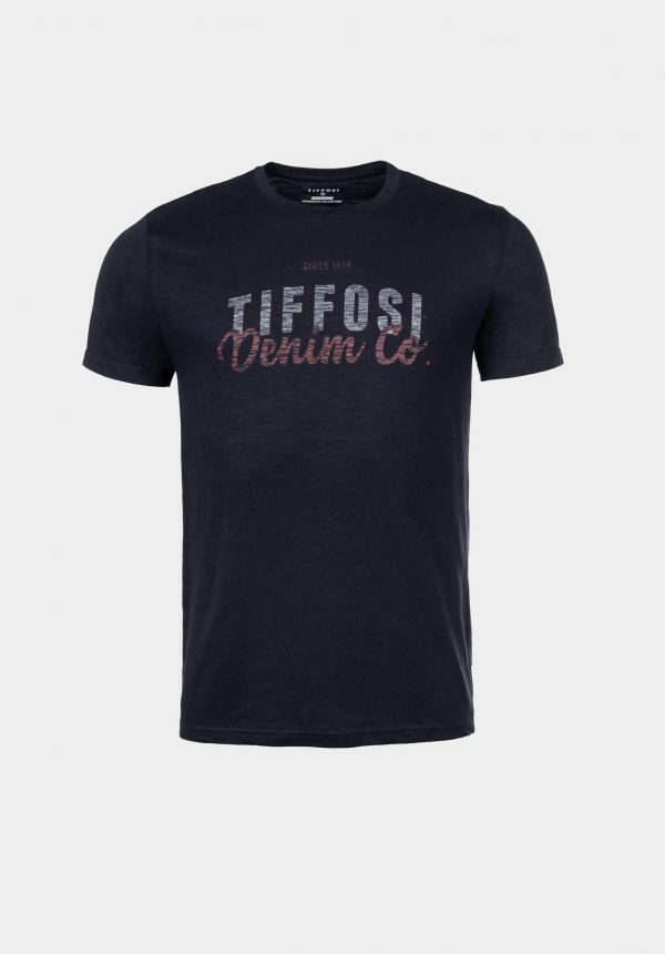 T-shirt azul marino c/ logo para homem da Tiffosi