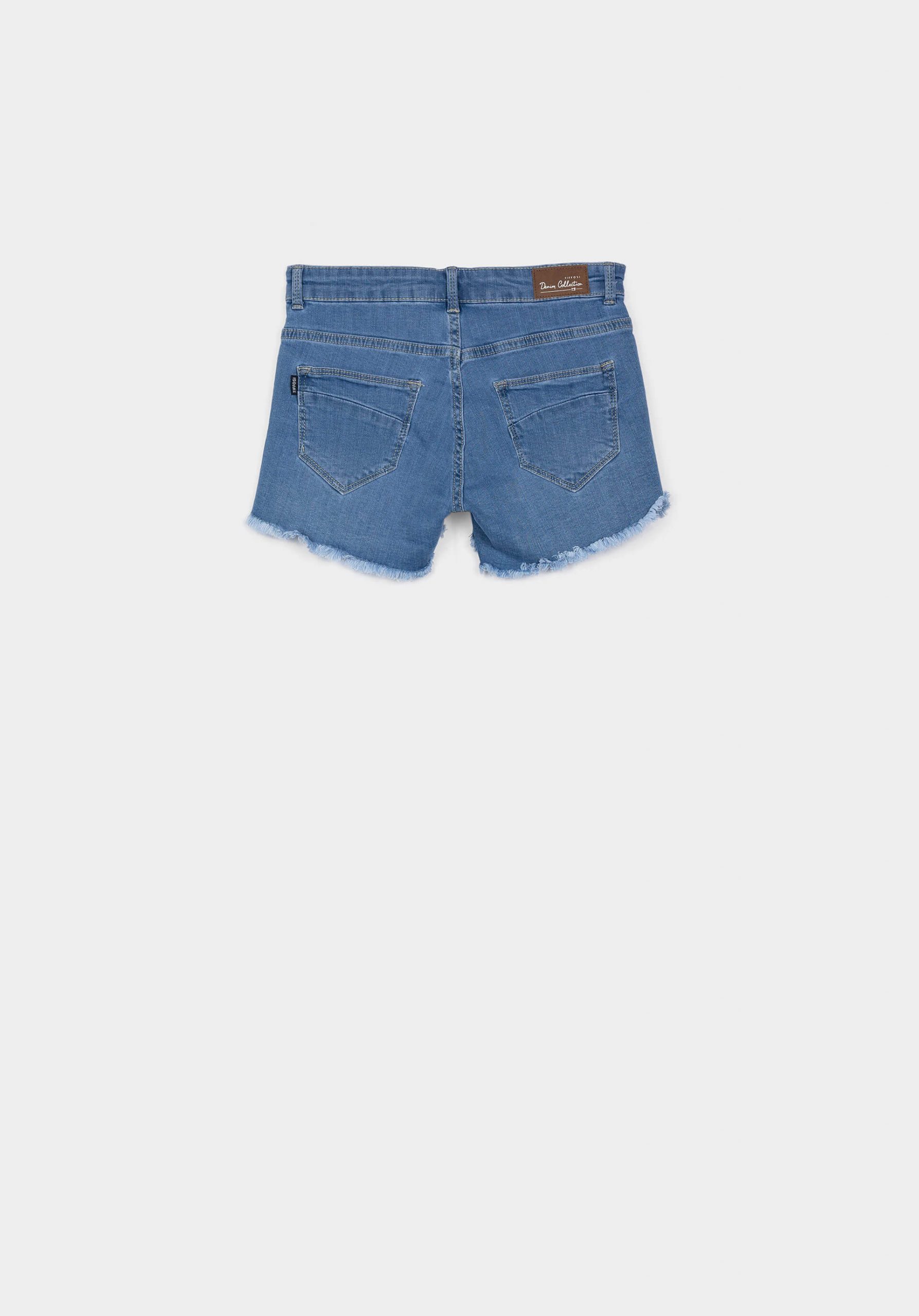 Calção de ganga clara s/ bainha para menina da Tiffosi