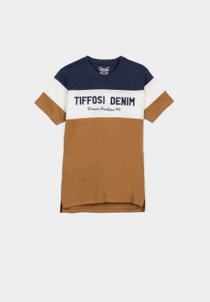 T-shirt tricolor c/ letras bordadas para menino da Tiffosi