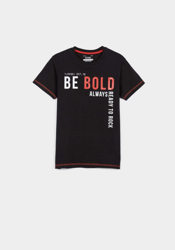 T-shirt preta c/ letras para menino da Tiffosi