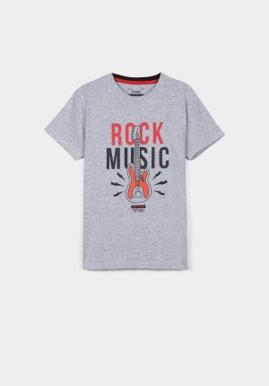 T-shirt cinza c/ estampa rock para menino da Tiffosi
