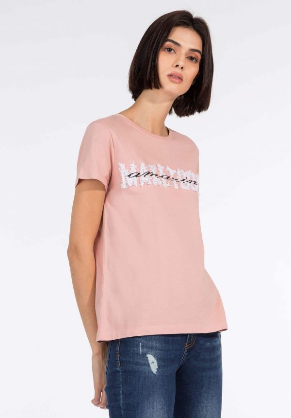 T-shirt rosa c/ relevo para mulher da Tiffosi