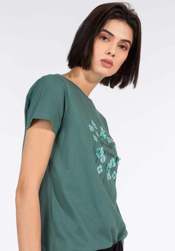 T-shirt verde c/ relevo para mulher da Tiffosi