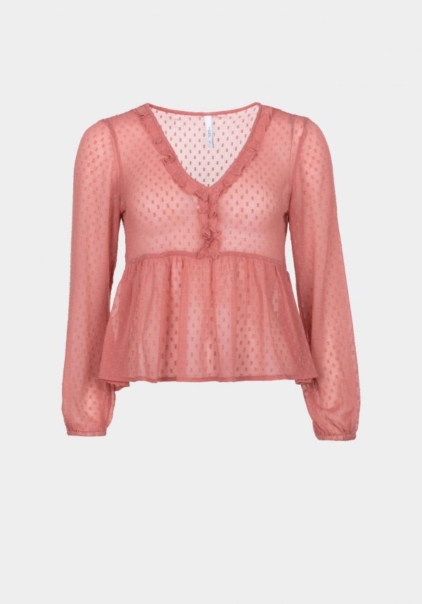 Túnica rosa c/folho no decote para mulher da Tiffosi