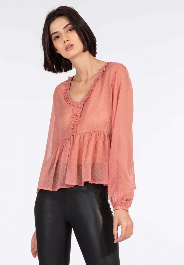 Túnica rosa c/folho no decote para mulher da Tiffosi
