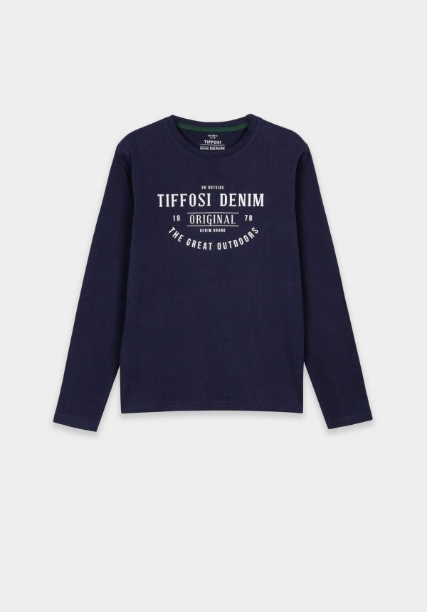 T-shirt azul marino c/ inscrições para menino da Tiffosi
