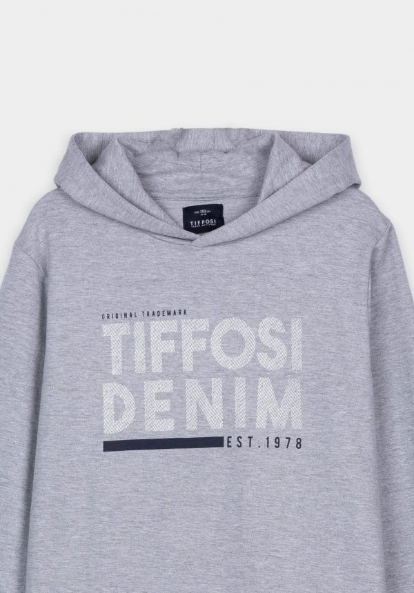 Hoodie cinza claro c/ logo para menino da Tiffosi