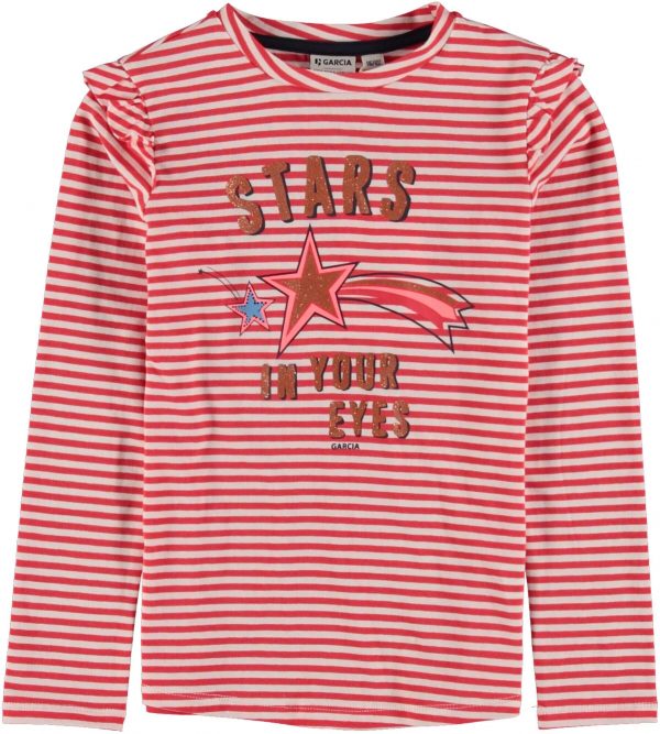 T-shirt c/ risca vermelha para menina da Garcia Jeans
