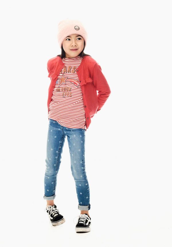 T-shirt c/ risca vermelha para menina da Garcia Jeans