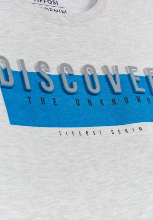 T-shirt cinza c/ barra azul para boy da Tiffosi