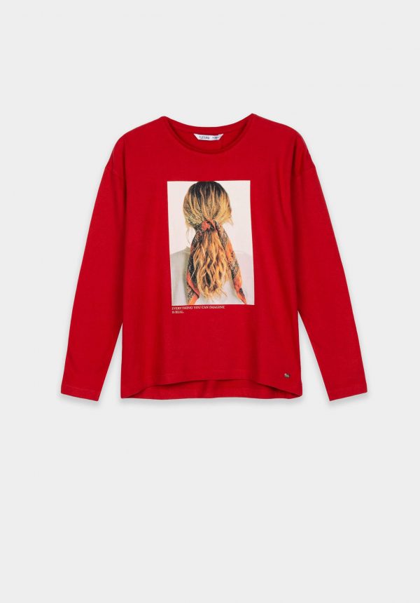 T-shirt vermelha c/ estampa na frente para girl da Tiffosi