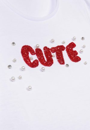 T-shirt branca c/ riscas vermelhas para girl da Tiffosi