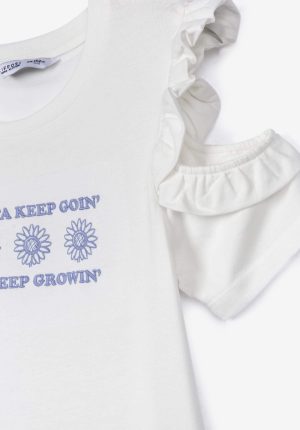 T-shirt branca c/ folho no ombro para girl da Tiffosi