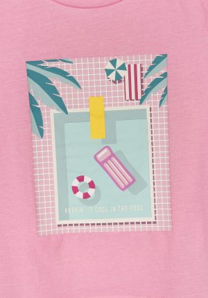 T-shirt rosa c/ abertura no ombro para girl da Tiffosi