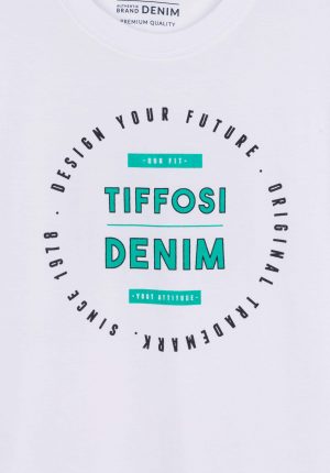 T-shirt branca c/ estampa verde para boy da Tiffosi