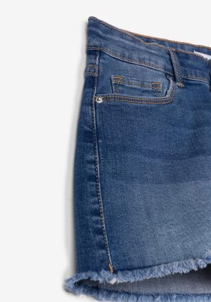 Calções ganga média c/ desfiados para girl da Tiffosi