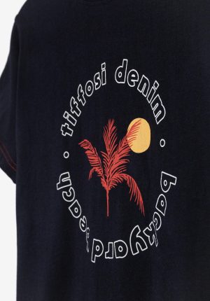 T-shirt preta c/ palmeira para boy da Tiffosi