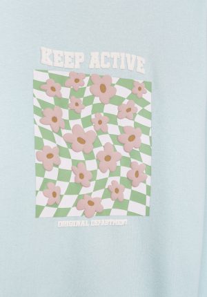 Hoodie azul c/ estampa flores para girl da Tiffosi