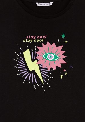 T-shirt preta c/ print sty coll para girl da Tiffosi