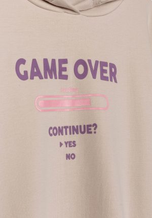 Hoodie bege game over para girl da Tiffosi