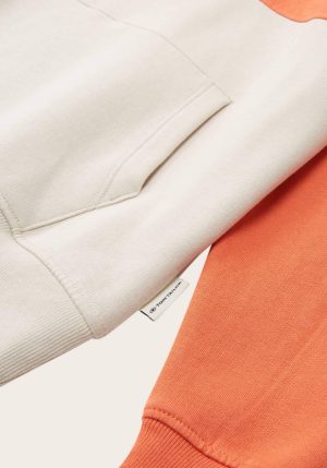 Hoodie bicolor laranja/bege para boy da Tom Tailor