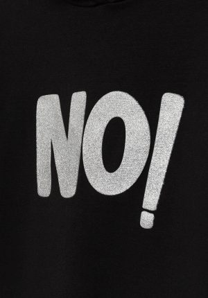 Hoodie preto No! para girl da Tiffosi