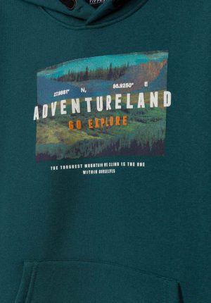 Hoodie adventureland verde para boy da Tiffosi
