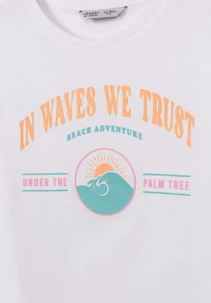 T-shirt branca beach para girl da Tiffosi