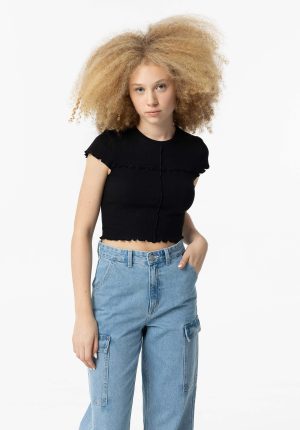 T-shirt preta c/ cortes para girl da Tiffosi