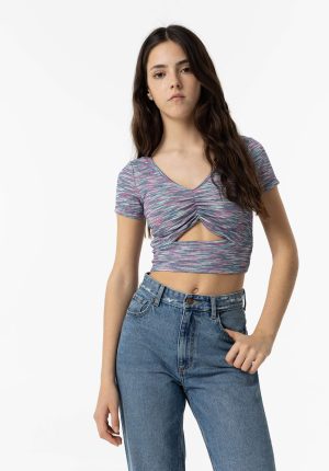 T-shirt azul c/ elástico na frente para girl da Tiffosi