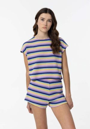 T-shirt lilás c/ riscas para girl da Tiffosi