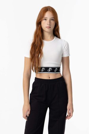 T-shirt branca c/ elástico na bainha para girl da Tiffosi