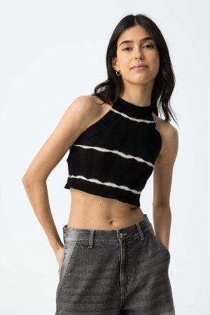 Tope preto c/ risca branca para girl da Tiffosi