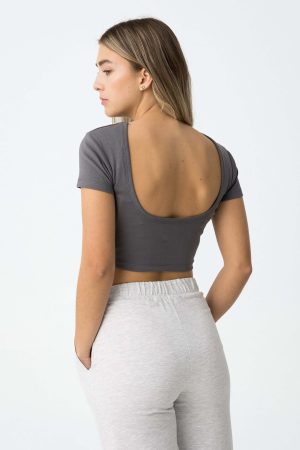 T-shirt cinza c/ abertura na costa para girl da Tiffosi