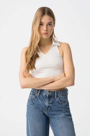 Tope branco c/ gola para girl da Tiffosi