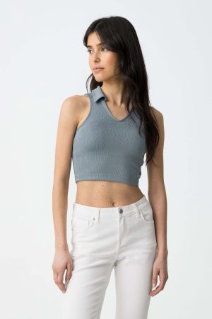 Tope azulado c/ gola para girl da Tiffosi