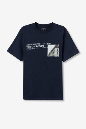 T-shirt azul escuro c/ estampa para homem da Tiffosi