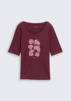 T-shirt bordô c/ estampa para mulher da Tom Tailor