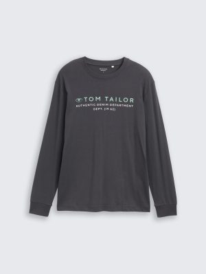 T-shirt cinza c/ manga comprida para homem da Tom Tailor