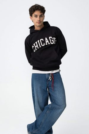 Hoodie preto chicago para boy da Tiffosi
